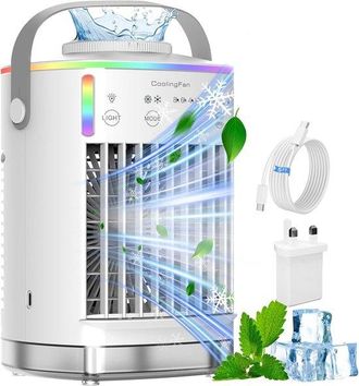 OEM Enfriador De Aire 4 En 1 - Enfriador De Aire Port&aacute;til Con Nebulizador - 4 Velocidades - 700 Ml - Luz Rgb Y Temporizador