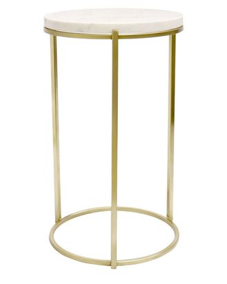 Pasargad Home Carina Marble/Stainless Steel Round Side Table