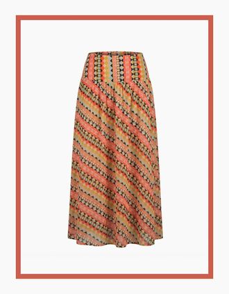 Nooki Design Womens Dalston Cotton Maxi Skirt in Geometric Print - Multi - Size: 12