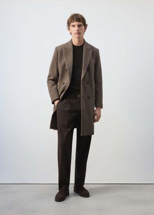 Mango Cappotto misto lana bottoni grigio scuro - Uomo - XXL - MANGO MAN