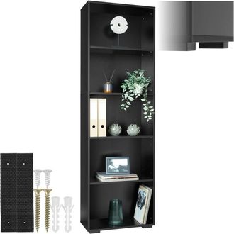 TecTake Scaffale per libri con 5 ripiani nero 60 x 30 190 cm