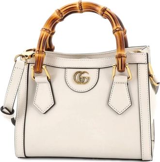Gucci Borsa a tracolla Diana NM Bamboo mini in pelle con manico - Bianco