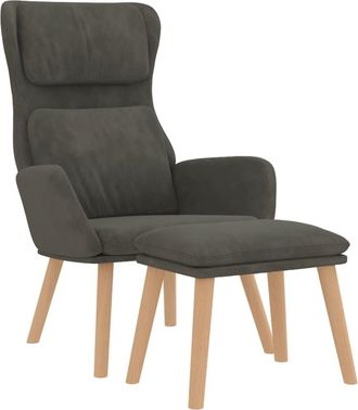 vidaXL Sill&oacute;n De Relax Con Taburete Terciopelo Gris Oscuro Vidaxl
