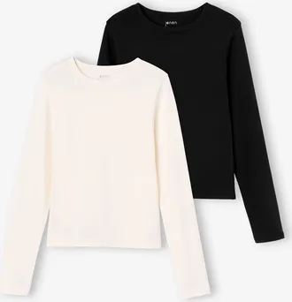 Jonen 2er-Pack Cropped-Shirts M&auml;dchen BASIC schwarz