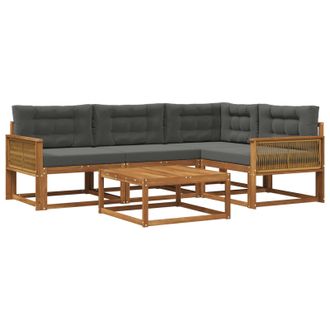 vidaXL Conjunto De Sof&aacute;s De Exterior 5 Pcs Natural Y Antracita Vidaxl