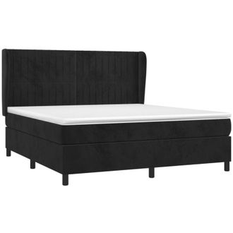 vidaXL Vidaxl - Cama Box Spring Con Colch&oacute;n Terciopelo Negro 180x200 Cm