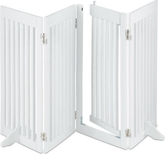 Relaxdays Relaxdays - Barrera Seguridad Perro, Valla Protectora, Puerta, 92x206cm, Plegable, Cerca Protecci&oacute;n Cachorros, Blanco