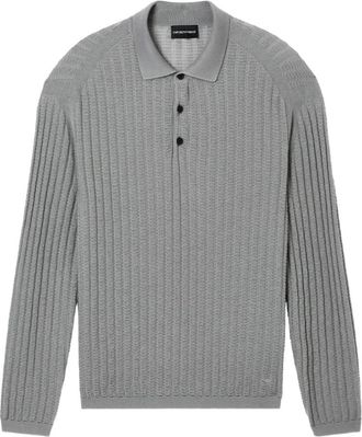 Emporio Armani Trui met textuur - Heren - Ronde hals truien - Grijs - M - Wol - Truien & Vesten