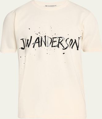 J.W.Anderson Mens Splatter Logo Graphic Cotton T-Shirt