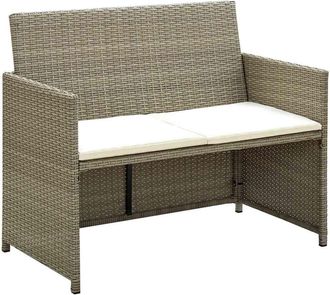 vidaXL Vidaxl - Sof&aacute; De Jard&iacute;n De 2 Plazas Con Cojines Rat&aacute;n Sint&eacute;tico Beige
