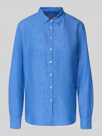 0039 Italy 0039 Italy Hemdbluse aus Leinen mit Kentkragen Modell MIRA in Blau, Gr&ouml;&szlig;e XXL