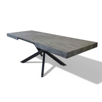 No Brand No Brand - Tavolo allungabile struttura in metallo e piano in melaminico antracite effetto legno 90x160/240xH75 cm Danne