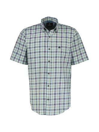 Lerros Kurzarmhemd LERROS LERROS Kariertes Herren Kurzarmhemd, Herren, Gr. S, Normalgr&ouml;ssen, blau (coastal sea blau), 100% Baumwolle, Hemden Kurzarmhemd