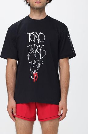 Yohji Yamamoto T-shirt in cotone BCI con stampa grafica e spalle scese