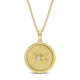 Mimi & Max 1/6ct TGW Created White Sapphire Pisces Zodiac Sign Necklace Yellow Silver