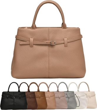 Generic Leather Tote Bag for Women, Womens Large Tote Bag with Zipper Top Handle Bags Hobo Purses for Work, Travel, Gym (Brown,One Size)