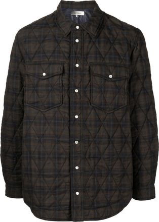 Isabel Marant check-print two-pocket shirt jacket - men - Cotton/Polyester/Polyester - S - Brown