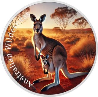 OEM Naturaleza Australiana: Canguro Y Joey, 1 Oz, Plata