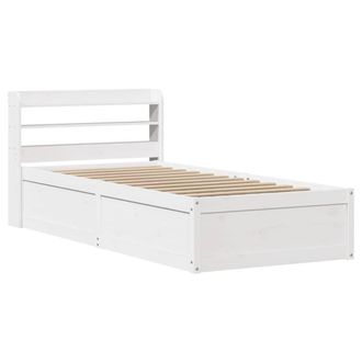 Berkfield Home Bed Frame with Headboard White 75x190 cm Small Single Solid Wood Pine