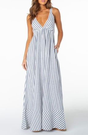 Roxy Wilder Coast Stripe Maxi Sundress in Blue Horizon at Nordstrom, Size Xx-Large