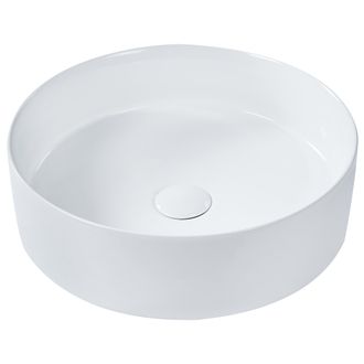 Beliani Lavabo De Encimera Ba&ntilde;o Cer&aacute;mica Redondo Blanco Brillante 40 Cm Tebar