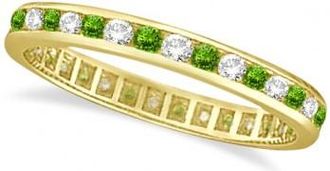 Allurez Peridot & Diamond Channel-Set Eternity Ring 14k Yellow Gold (1.04ct)