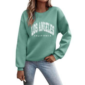 Generic Sweatshirts for Women Crewneck Long Sleeve Letter Printed Pullover Tops 2025 Autumn Winter Casual Loose Lightweight Vintage Ladies Jumpers