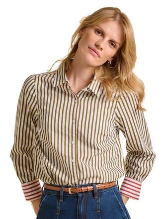 Brakeburn Vicky Long Sleeve Striped Shirt in Green at Nordstrom, Size 12
