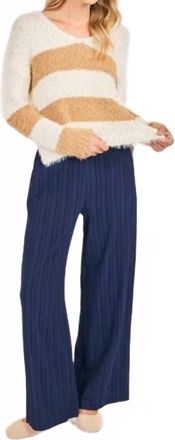 Sadie & Sage Emberly Fuzzy Stripe Sweater In Beige