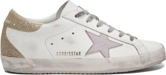 Golden Goose Sneakers, female, White, Size: 8 US White Sneakers Leather Star Gold Glitter