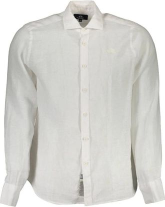 La Martina Wit Linnen Herenoverhemd Elegante Stijl - Heren - Casual Overhemden - Wit - M - Linnen - Overhemden
