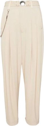High Broek - Dames - Nette broeken - Beige - S - Satijn - Broeken
