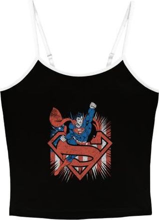 Superman Juniors Superman Festive Pose Tank Top in Black at Nordstrom, Size X-Large