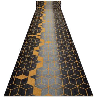 RugsX Rugsx - Runner anti-slip 110 cm heksagon Hexagon black / gold black 110x460 cm