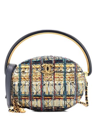 Chanel Paris-New York Oval Camera Case Quilted Tweed Small crossbody bag - Blu