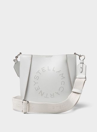Stella McCartney Womens Studded logo square crossbody bag