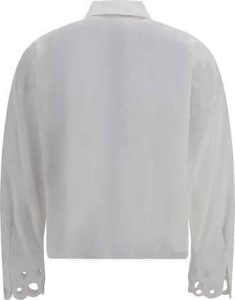 Max Mara Cotton Poplin with Sangallo Cuffs Shirt - White