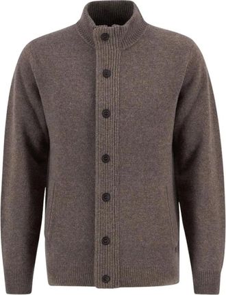 Barbour Cardigan con zip e toppa - - Knitwear - Uomo - Marrone - M
