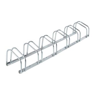 Relaxdays Relaxdays - Soportes Bicicleta Suelo, Para 6 Bicis, Ancho De Neum&aacute;tico Hasta 60 Mm, Met&aacute;lico, Garaje, Portabicis, Plateado