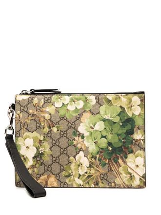 Gucci 2000-2015 GG Supreme Blooms clutch bag - Bruin