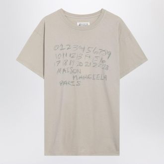 Maison Margiela Numeric Sandfarbenes Baumwoll-T-Shirt