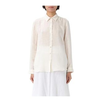 120% Lino Dames, Blouses & Shirts, Beige, Maat: XS Linnen