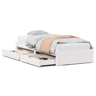 Berkfield Home Bed Frame Frame White 75x190 cm Small Single Solid Wood Pine
