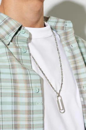 Off-white Brass Necklace, Mens, Silver