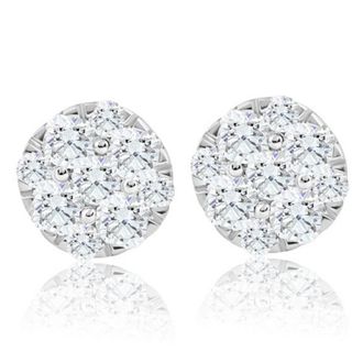 Pompeii3 1/2Ct TW Round Cut Diamond Pave Studs Lab Grown 10k Yellow Gold Earrings