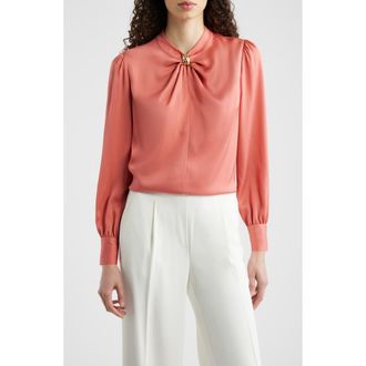 Elie Tahari The Valentine Stretch Silk Top in Dragon Fruit at Nordstrom, Size X-Small