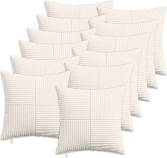 vidaXL Funda De Almohada 12 Pcs Almelo Crema 40 X 40 Cm Pana Vidaxl