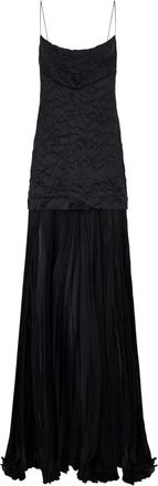 Roberto Cavalli Abito lungo in seta effetto stropicciato - Nero