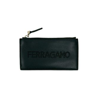 Ferragamo Black Red Color Leather Coin Purse/Coin Case (Pre-Owned)