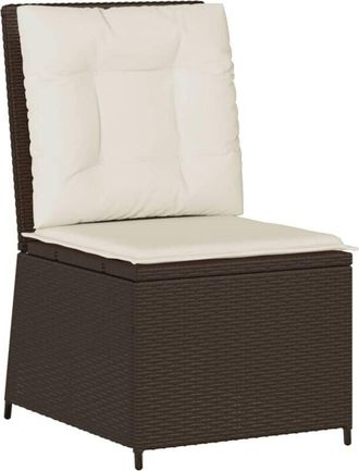 vidaXL Sill&oacute;n Reclinable De Jard&iacute;n Con Cojines Rat&aacute;n Sint&eacute;tico Marr&oacute;n Vidaxl